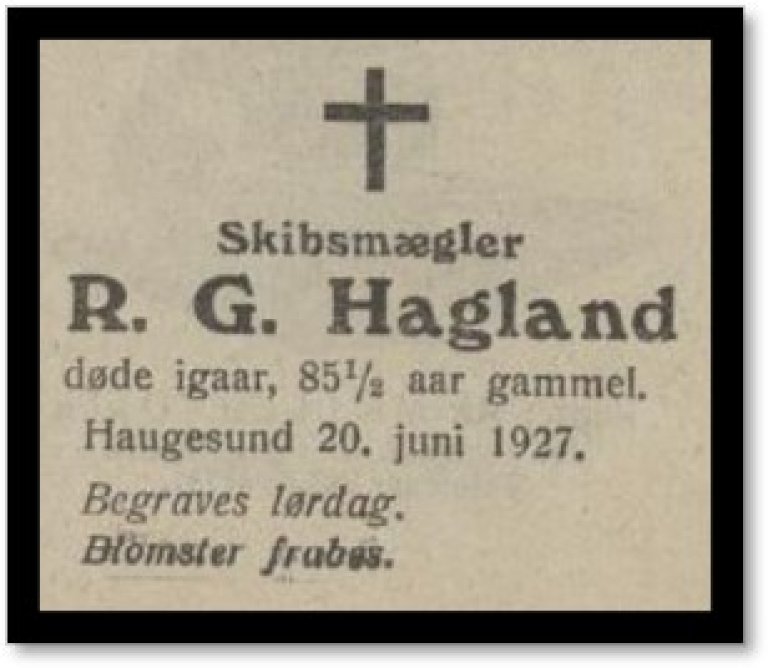 R.G. Hagland_død