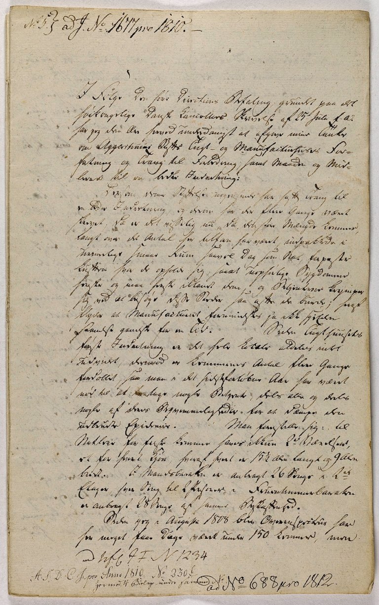 Riksarkivet, Danske Kanselli, 3. dept., Kansellibrev 1813, juli, nr. 2223, ad Jnr. 1677 protokoll 1810